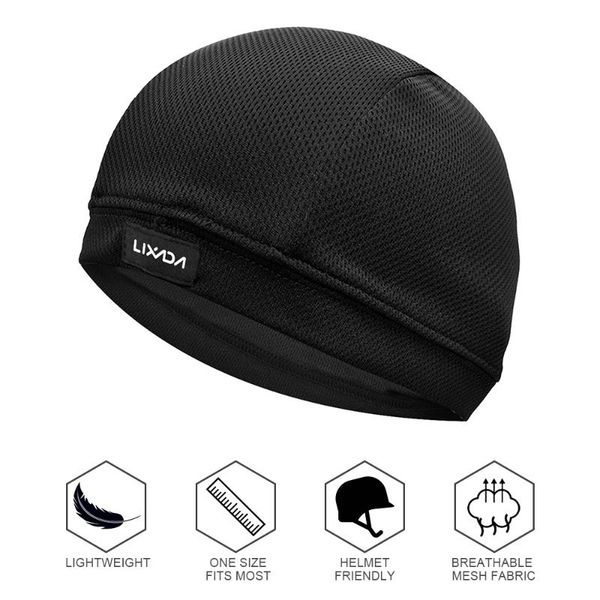 

ultralight quick drying bicycle caps bike helmet liner cycling beanie cap balaclava headwear sports equipment & masks, Black