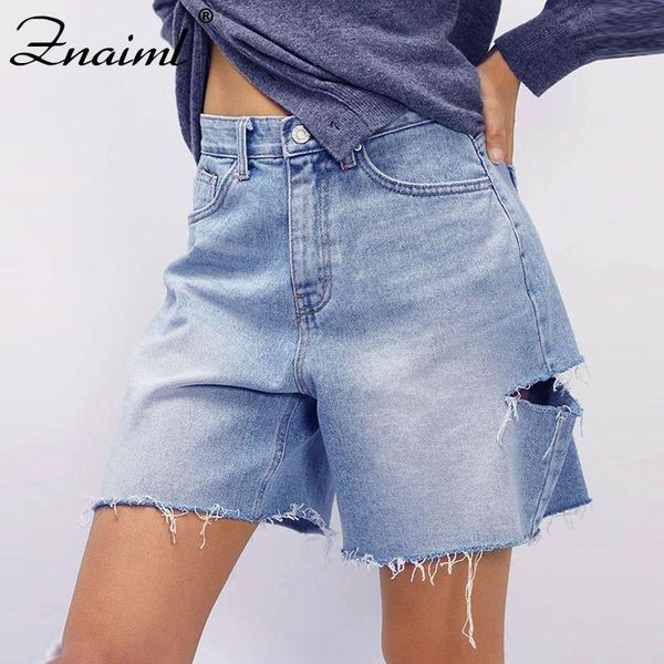 

women's jeans znaiml quality harajuku vetement 2021 summer women denim shorts woman clothing hole wide leg loose ropa mujer short femme, Blue