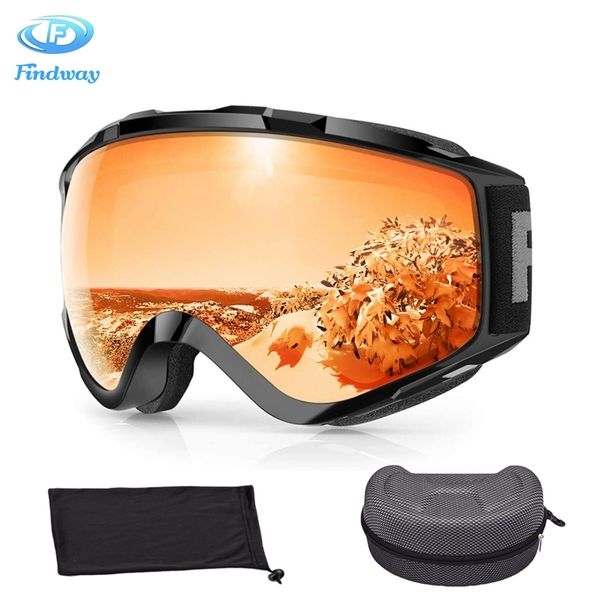 

findway snowboard ski goggles uv protection otg anti-fog winter snow sport snowmobile skiing glasses for men women with eva case 220110