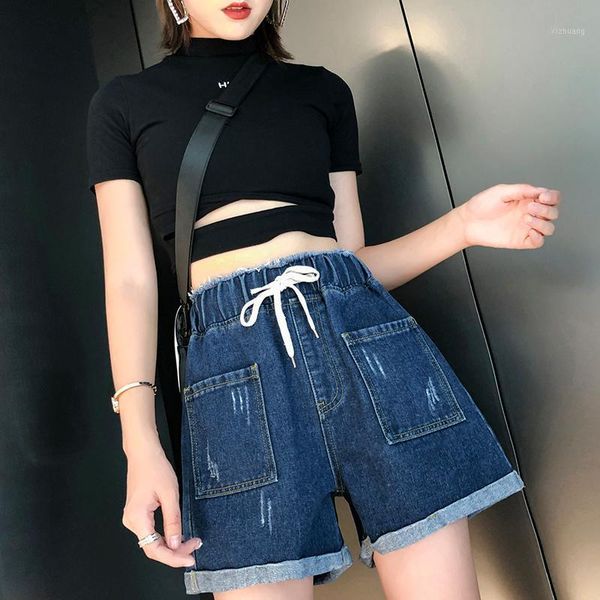 

women's shorts coigarsam 4xl plus size denim spring summer high waist women blue 5854, White;black
