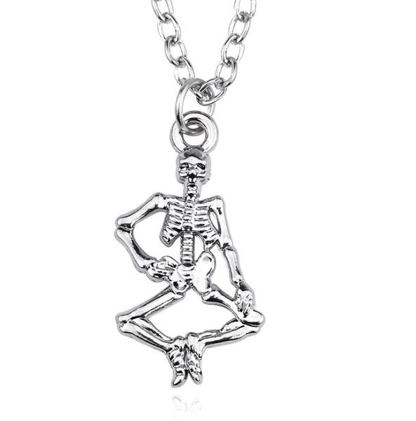 

european and american human skeleton necklaces, Silver
