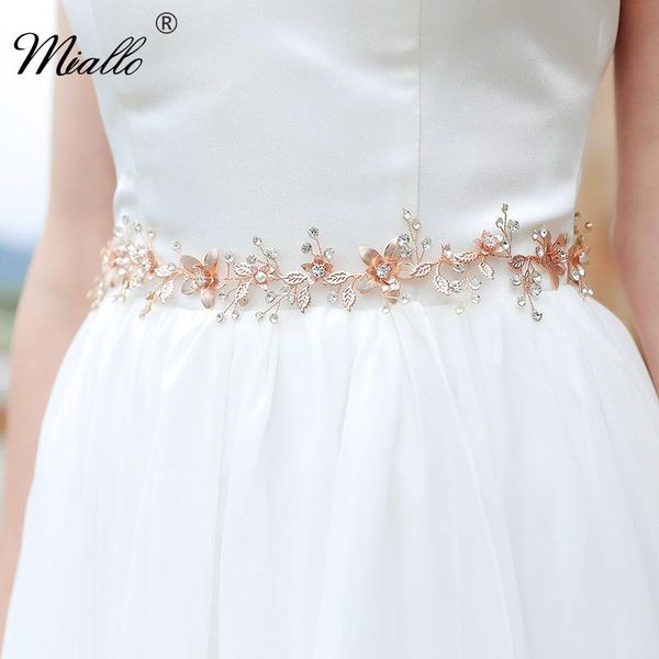 

wedding sashes miallo bridal satin belts rhinestone rose gold color accessories prom dress belt ivory white strass bride sash gifts