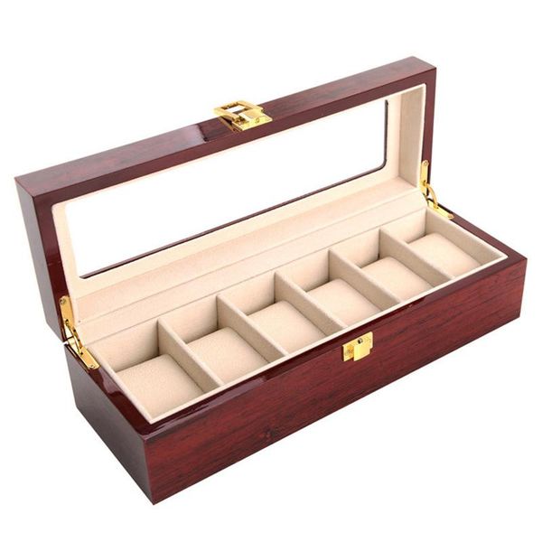 

watch boxes & cases dark red color wooden box luxury fashion men home storage for watches 200803-22, Black;blue