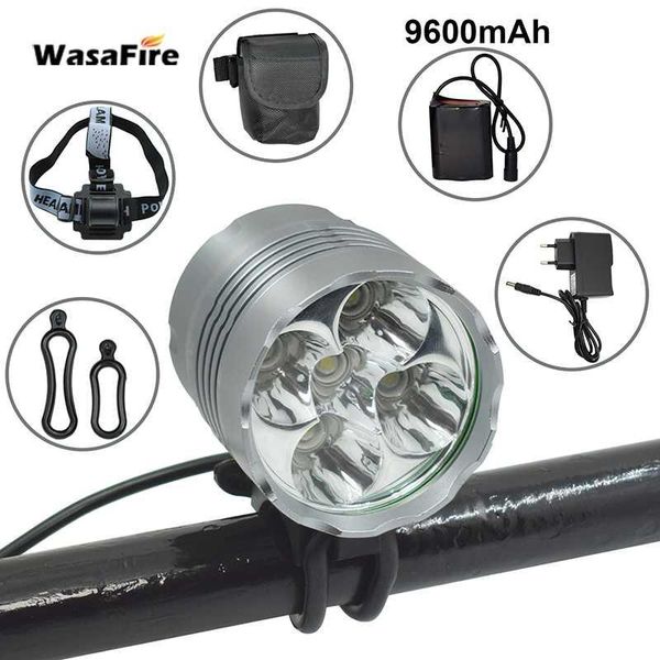 

wasafire 6000lm bike light headlight 5* xm-l t6 led bicycle lights headlamps cycling frontlight fishing lamps 9600mah battery