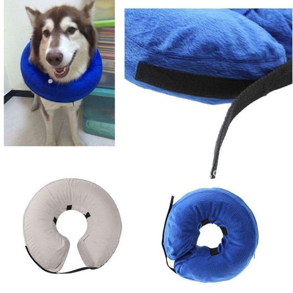 

dog collars & leashes protective inflatable cat collar recovery cone with adjustable strap soft plush for pet anti lick biting