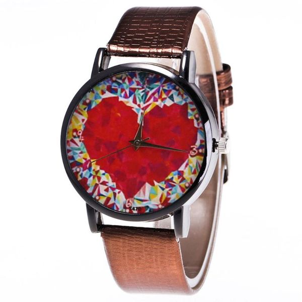 

wristwatches 2021 fashion colorful printed couple quartz watch round dial watches gifts for men women band, Slivery;brown