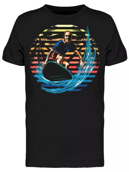 

follow the wave go with the flow tee men's -image by shutterstock, White;black