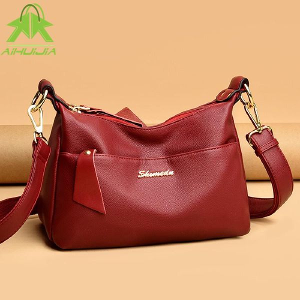 

luxury large-capacity ladies shoulder bag simple solid color handbag 2021 soft pu leather travel messenger bags evening