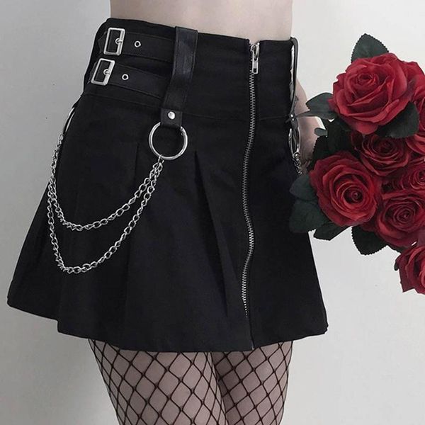Salia de moda feminina de rock Damen Hollow Out costura com zíper com arco de cintura alta mini spodniczka damska l1 saias