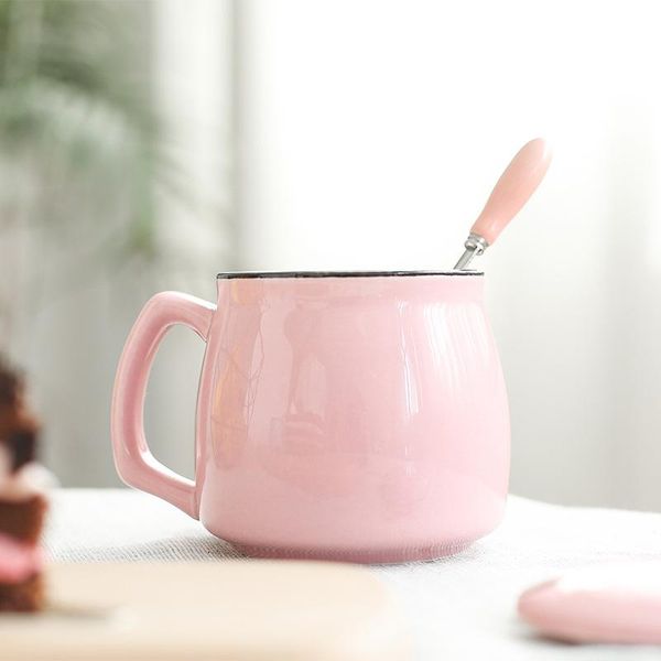 

mugs japanese-style ceramic cup vintage milk water coffee mug with lid spoon