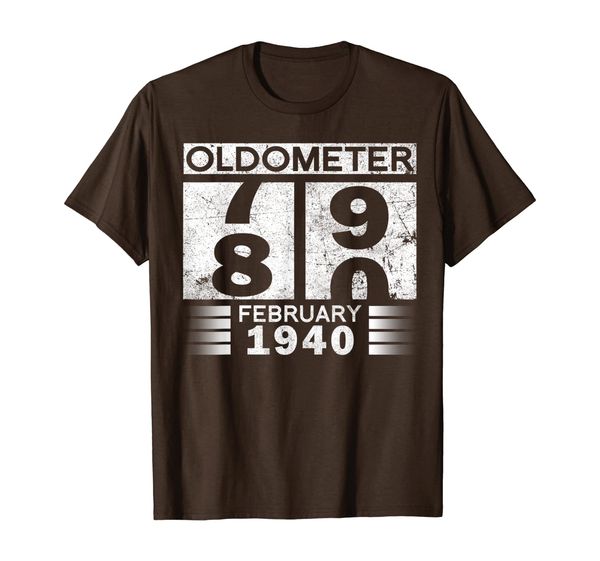 

oldometer 79-80 born in february 1940 funny 80th birthday t-shirt, White;black