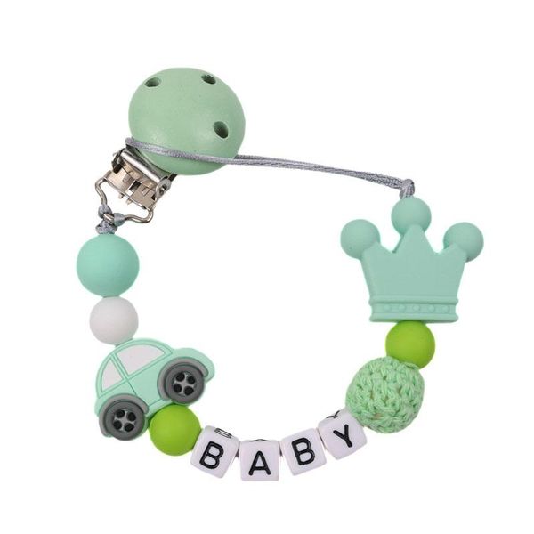 

pacifier holders&clips# custom name car silicone beads clip chain baby teether anti-drop feeding product