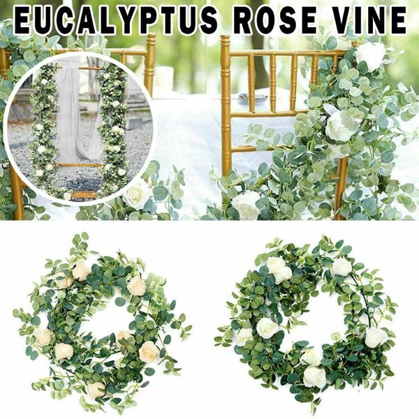 

decorative flowers & wreaths artificial eucalyptus rose garland vine ivy hanging flower wedding party decoration
