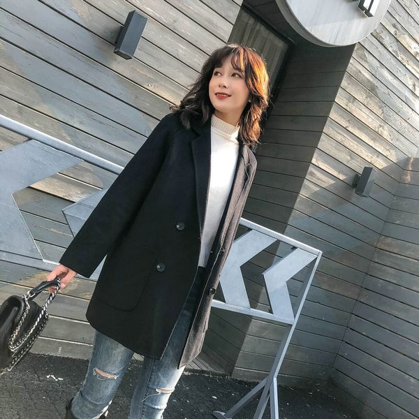 

jacket mozuleva double-sided cashmere double-breasted thin waistband women's wool-style waistcoat for winter, Black;brown