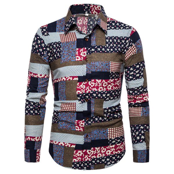 

men's casual shirts shirt european men's cotton linen printed long sleeve casual 7llk, White;black