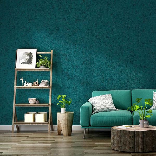 

wallpapers peacock blue plain mediterranean waterproof wallpaper ins style tv background non-woven dark green bedroom