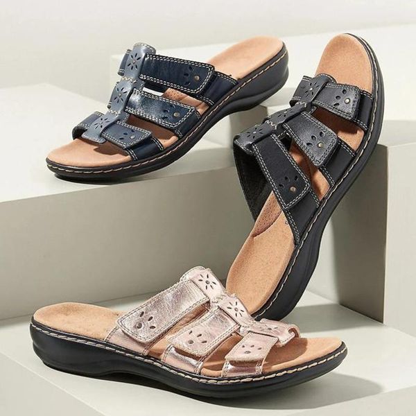 

woman slippers 2021 summer casusl shoes solid color wedges sandals for women handmade soft sole beach outdoor flats size 35-43, Black