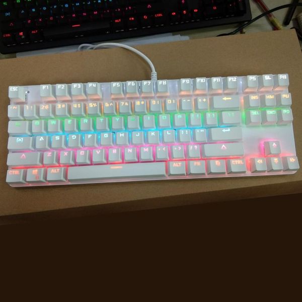 

mechanical keyboard 87 keys switch wired gaming keyboards with rgb backlight for tablet deskrussian sticker pc computer game