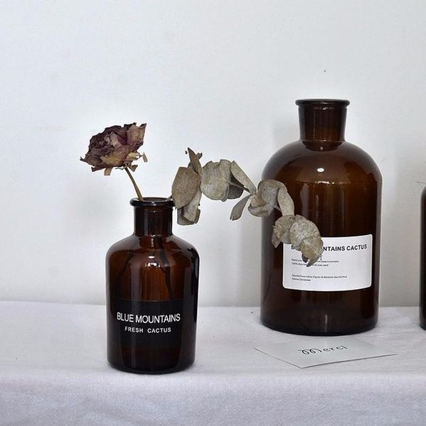 

vases nodic modern style european pharmacy bottle shape with letter sticker flower pot vase glass