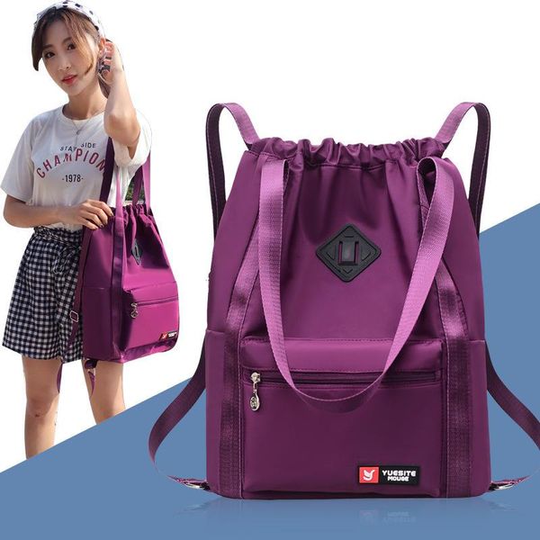 

backpack schoolbag women's double shoulder band mouth bag waterproof nylon cloth large capacity single handbag