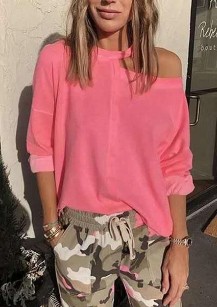 

women's hoodies & sweatshirts 2021 women halter sweatshirt autumn long sleeve off the shoulder loose solid clothing femme high street, Black