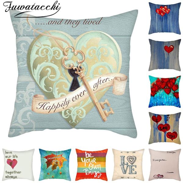 

cushion/decorative pillow fuwatacchi a world full of love cover gift chshion printed throw pillowcase for home sofa decorative 45*45cm