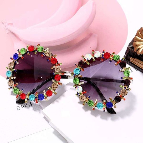 

highend accessories fashion luxury baroque diamond sunglass gorgeous rhintone sun glass women, Black