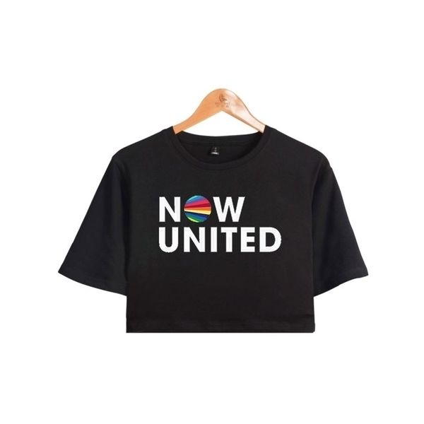 

wamni now united - better album crop exposed navel t-shirt oversize o-neck better now united lyrics women funny tshirt 210408, White