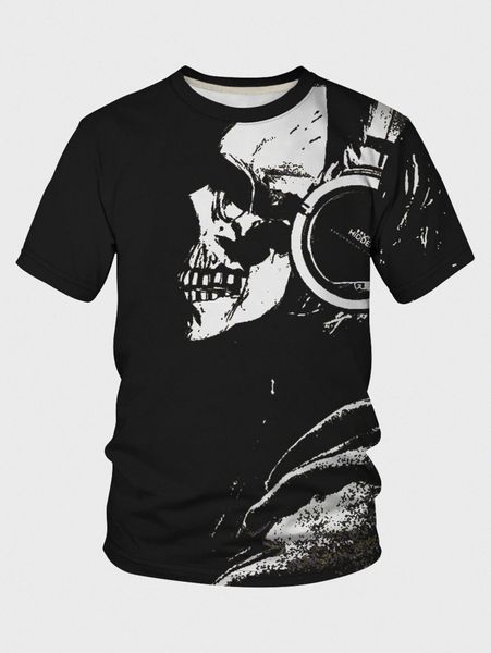 

men skull and letter graphic tee j5x0#, White;black