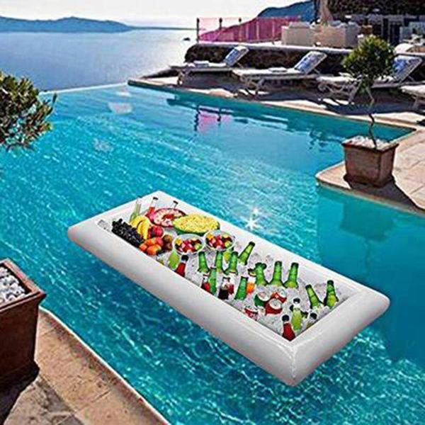 Tubos infláveis ​​da piscina de piscina flutuante da mesa de cerveja potável Bandeja de água de refrigerador de praia PVC Almofada de alimentos e bebidas