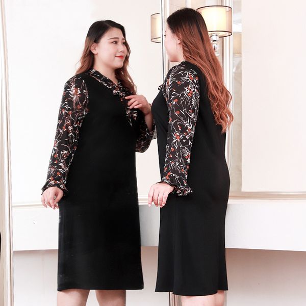 

dress plus size 10xl 8xl 6xl women's 4xl slaughter winter women casual to the printed line chiffon long sleeve midi es, Black;gray