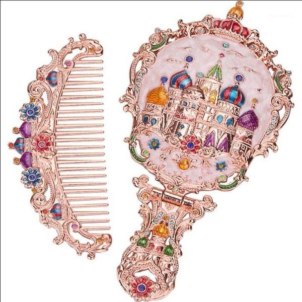 

mirrors russia hand-held small kids mirror with a comb set retro portable cosmetic collapsible deskprincess1