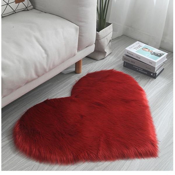 

carpets faux fur rug solid pattern floor mat chair cover heart shape furry fluffy bedroom living home room seat pad carpet