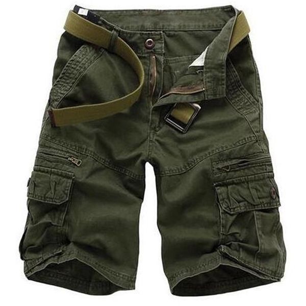 

men's cargo shorts men casual cotton multi-pocket overalls bermuda masculina mens summer military sports short pants man 210806, White;black