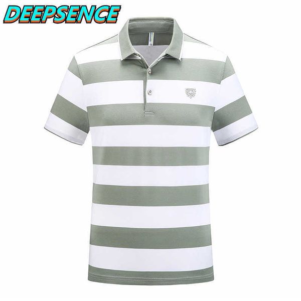 

men summer fashion polo shirt men casual holiday office striped button breathable slim short polos shirt men m-4xl 210707, White;black