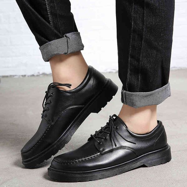 

dress shoes big size brand breathable men's oxford men flats fashion thick bottom leather casual work qiyy, Black