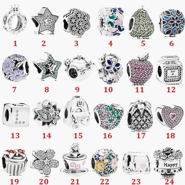 Güzel Takı Authentic 925 Sterling Gümüş Boncuk Fit Pandora Charm Bilezikler Taç Pentagram Parfüm Güvenlik Zinciri Kolye DIY Boncuklar