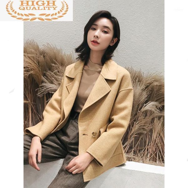 

100% wool coat female blazer autumn winter jacket women double side woolen coats korean short jackets chaqueta mujer my women's & blend, Black