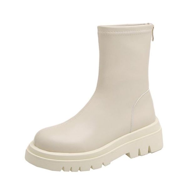 

size 33-43 women mid calf boots zipper thick bottom women short boots fashion casual shoes women daily footwear, Black
