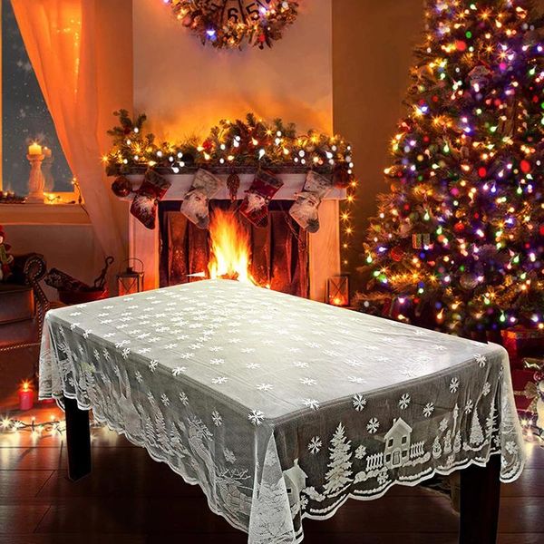 

table cloth white lace tablecloth macrame noel round/rectangle wedding cover christmas dinner party home decor
