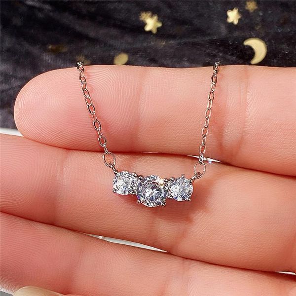 

pendant necklaces huitan women eternity necklace silver color with crystal cubic zirconia stone daily wear delicate wedding neck classic jew