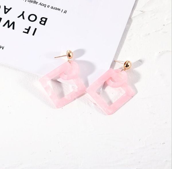 

dangle & chandelier korean retro square acrylic cold earrings, Silver