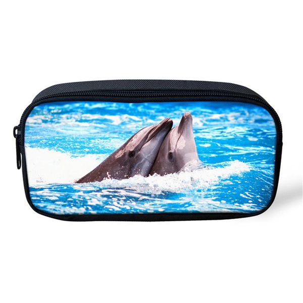 

cute dolphin 3d print pencil case school bag pencilcase office supplies pen students pencils travel cosmetic bags & cases
