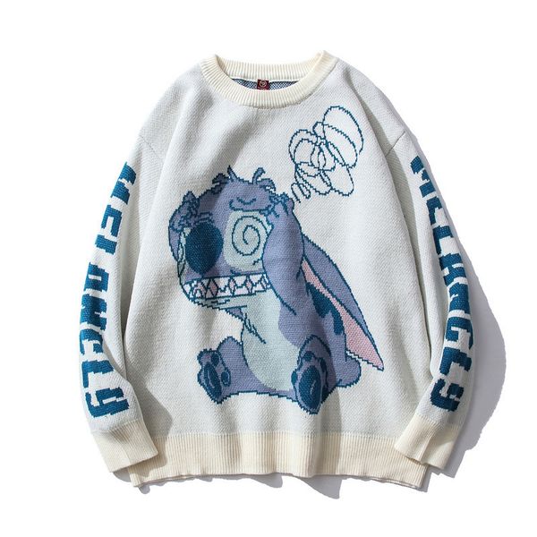 

men's sweaters male harajuku-style sweater, cartoon jacket, casual fashion, couple, for men, urban zmb0, White;black