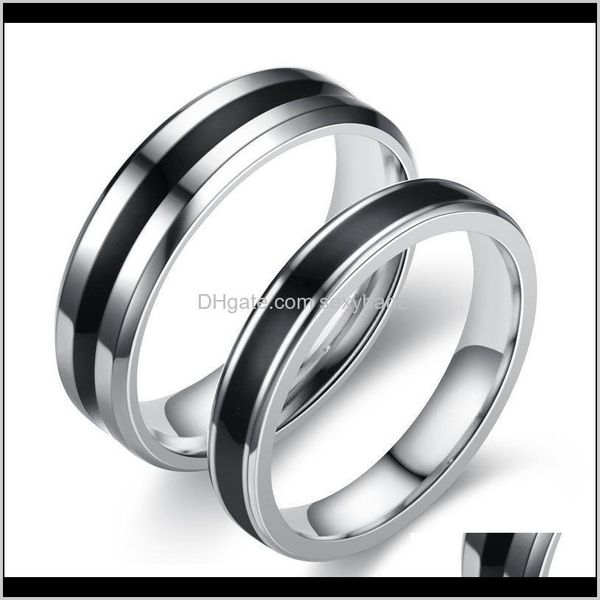 

band rings drop delivery 2021 insta-famousor instagramable paragraph oil stainless steel korean version of the jewelry black retro couple ri, Silver