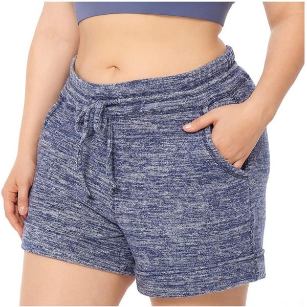 

women's shorts big size solid color pocket bandage loose casual yoga pants seamless gym sports, White;black