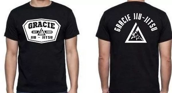

brazilian jiu-jitsu gracie fighter t shirt ufc mma pride fighting fight 2 sided, White;black
