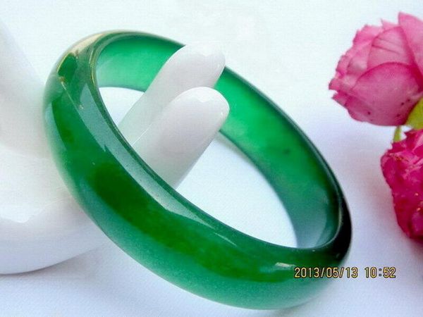 

bangle 1pc genuine asia natural green jade bracelet inner size 58mm, Black