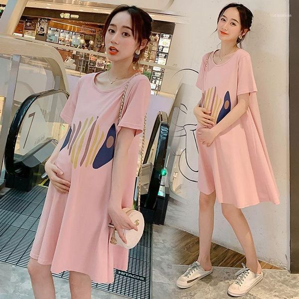 

pregnant women dress mom tide summer fashion korean version t-shirt skirt women1, White