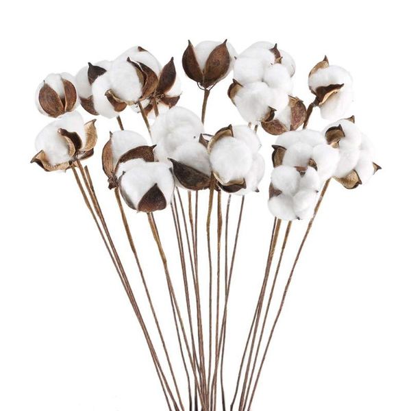 

decorative flowers & wreaths 20pcs 24 inches natural dried cotton stem, farmhouse artificial flower filler floral arrangement home party dec